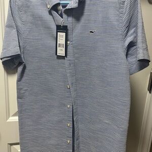 Vineyard Vines Men's Classic Blue and White Striped Shirt